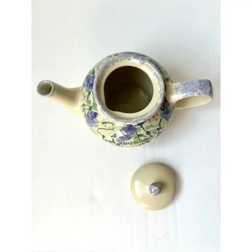 Yesteryears Fruity “God renews our strength” Pottery Teapot